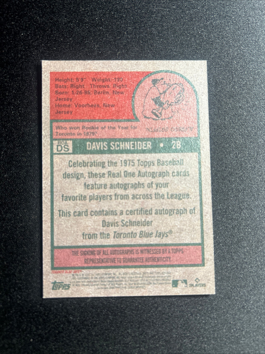 Davis Schneider Red Ink Rookie Auto /75
